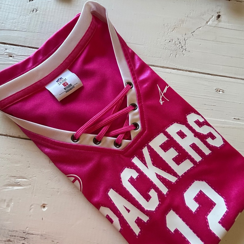 NFL Team Apparel Green Bay Packers Aaron Rodgers 12 Pink Lace Up Jersey Womens L